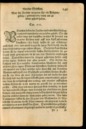 Was die Arabier vorzeiten für ein Religion/ gesetze/ gewonheiten/ unnd art zu leben gehabt haben. Cap. XII.