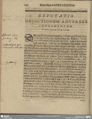 Refutatio Obiectionum Adversus Fundamentum Vigesimum Tertium