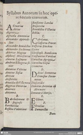 Syllabus Autorum in hoc opere fideliter citatorum