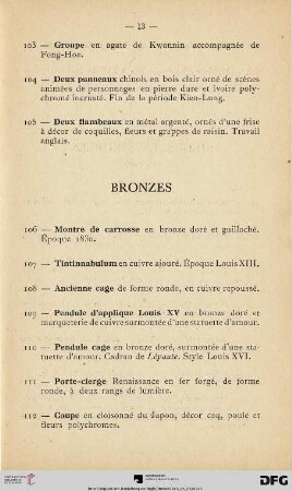 Bronzes (Nr. 106-114)