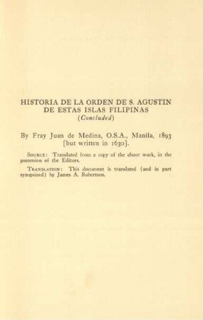 Historia de la orden de S. Agustin de estas Islas Filipinas