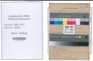 Entnazifizierung Hedwig Sauer , geb. 09.10.1899 ()