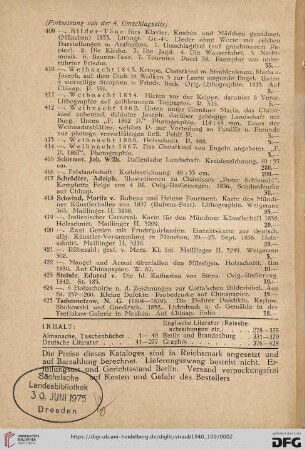 Fortsetzung von der 4. Umschlagseite (Nr. 409-425)