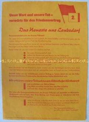Propagandaflugblatt einer LPG mit Wettbewerbsverpflichtungen