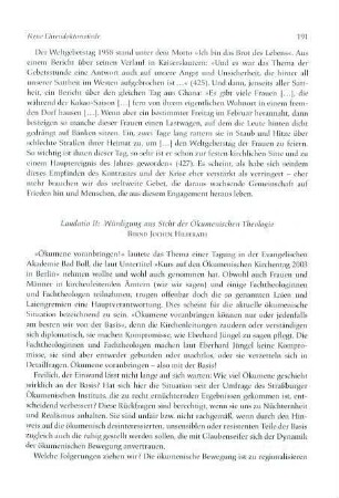 191-195 Würdigung aus Sicht der Ökumenischen Theologie