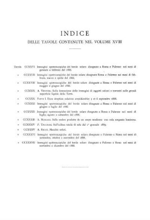 INDICE DELLE TAVOLE CONTENUTE NEL VOLUME XVIII