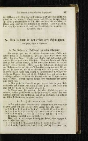 ¬Das¬ Rechnen in den ersten drei Schuljahren