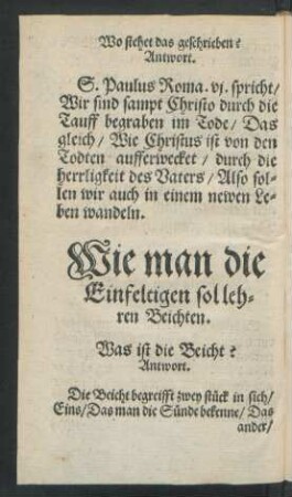 Wie man die Einfeltigen sol lehren Beichten.