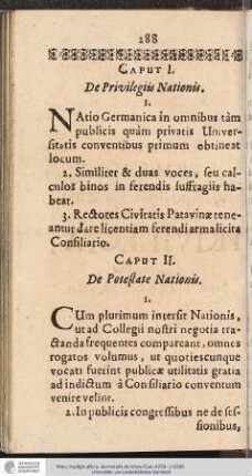 CAPUT I. De Privilegiis Nationis
