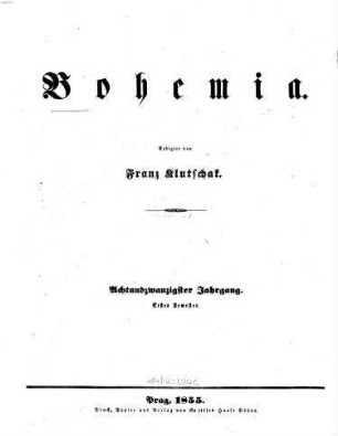 Bohemia : ein Unterhaltungsblatt, 1855,1 = Jg. 28