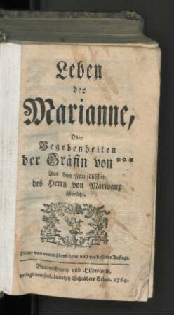 Leben der Marianne, Oder Begebenheiten der Gräfin von ***