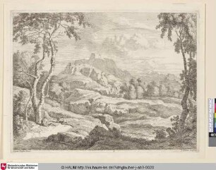 [Landschaft mit zwei sich ausruhenden Männern; Landscape with two men resting]