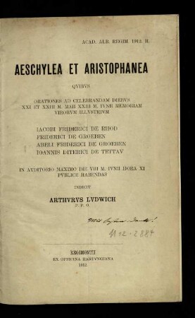 Aeschylea et Aristophanea