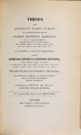Theses. 1888/89, Fac. Theol.