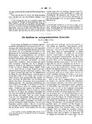 Die Synthese im naturgeschichtliche Unterricht : (Schluss)