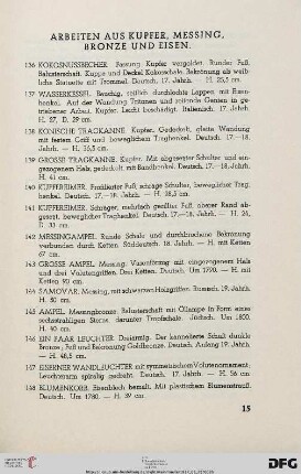 Arbeiten aus Kupfer, Messing, Bronze und Eisen (Nr. 136-162)