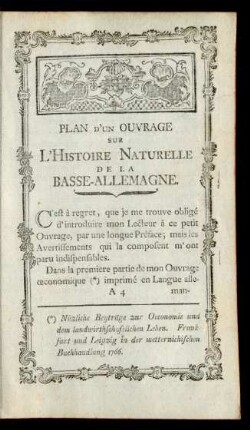 Plan D'Un Ouvrage Sur L'Histoire Naturelle De La Basse-Allemagne