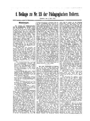 Mitteilungen : 1. Beilage zu Nr. 23 der Pädagogischen Reform