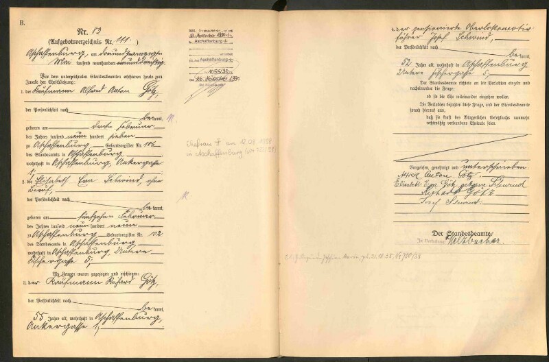 Standesamtsbuch der Stadt Aschaffenburg: Eheschließungen 252/1930 - 130/1931