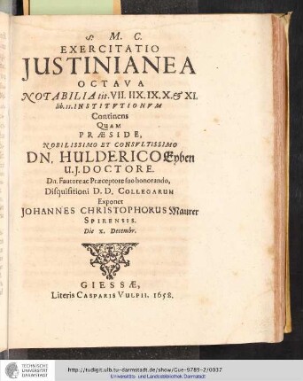 Exercitatio Justinianea Octava