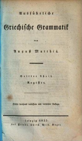 Ausführliche griechische Grammatik, 3. Register