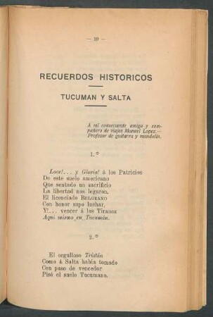 Recuerdos Históricos : Tucumán y Salta