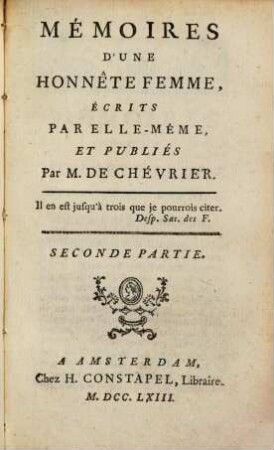 Mémoires D'Une Honnête Femme, 2