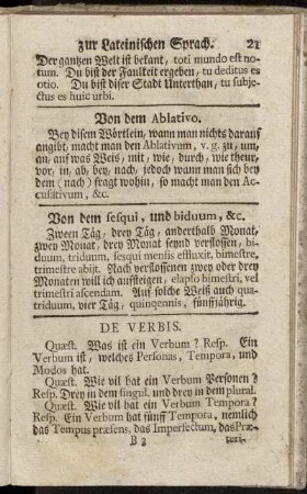 De Verbis. - von denen Extra-ordinari Temporibus passivæ vocis.