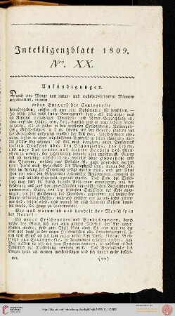 Intelligenzblatt Nro. XX