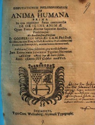 Disputationum Philosophicarum De Anima Humana Prima