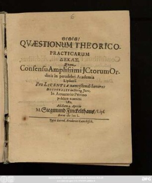 Quaestionum Theorico-Practicarum Dekas