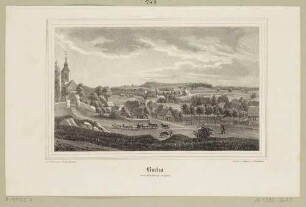 Ortsansicht und Kirche in Bucha (Schmannewitz-Bucha) bei Dahlen, aus Sachsens Kirchen-Galerie von Hermann Schmidt, Bd. 3, 1840