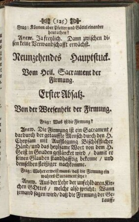 Neunzehendes Hauptstuck. Vom Heil. Sacrament der Firmung