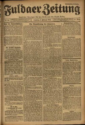 Erste Ausgabe vom Sonntag, den 03. Februar 1924.