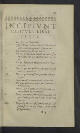 Incipiunt capitula libri sexti.