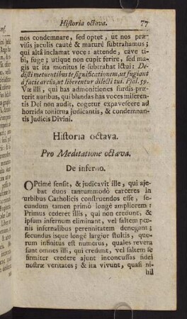 77-88, Historia octava. Pro Meditatione octava. De inferno