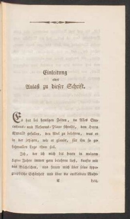 Einleitung oder Anlaß zu dieser Schrift.