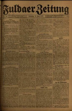 Erste Ausgabe vom Samstag, den 26. Juni 1920.