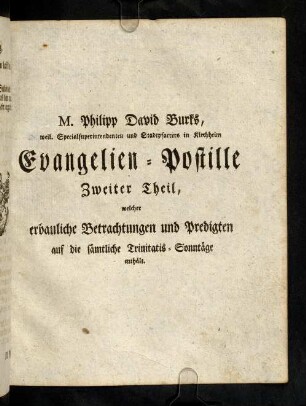 1-288, Evangelien-Postille. Zweiter Theil