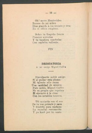 Dedicatoria : A mi amigo Miguel Caffre