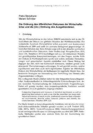 Die Ordnung des öffentlichen Diskurses der Wirtschaftskrise und die (Un-)Ordnung des Ausgeblendeten