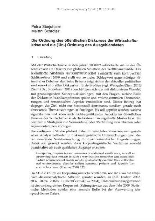 Die Ordnung des öffentlichen Diskurses der Wirtschaftskrise und die (Un-)Ordnung des Ausgeblendeten