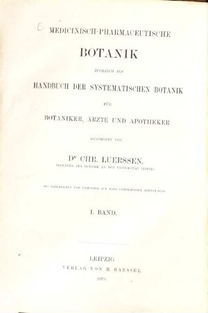 Handbuch der systematischen Botanik : mit besonderer Berücksichtigung der Arzneipflanzen, 1. Kryptogamen
