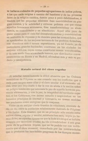 Estado actual del clero regular
