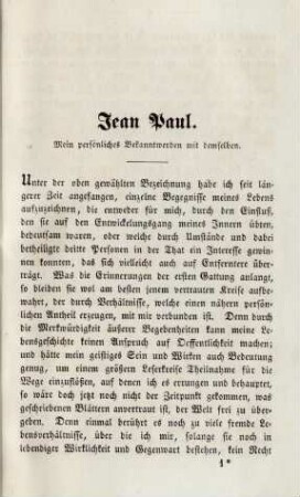 Jean Paul. Mein persönliches Bekanntwerden mit demselben