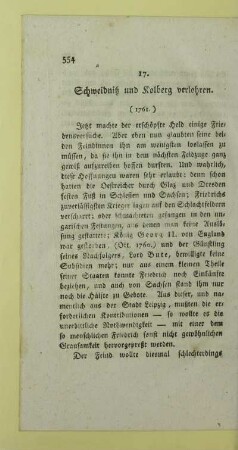 17. Schweidnitz und Kolberg verlohren