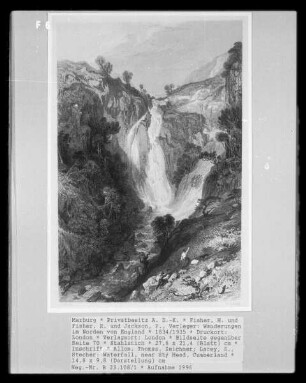 Wanderungen im Norden von England, Band 2 — Bildseite gegenüber Seite 70 — Waterfall, near Sty Head, Cumberland