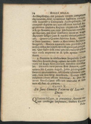 Caput V. De Iure Comitis Palatini & Saxonie Ducis.