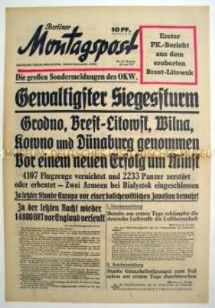 Wochenzeitung "Berliner Montagspost" zum Vormarsch der Wehrmacht in der UdSSR