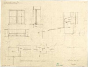 Fischer, Theodor; Bad Tölz (Bayern); Gewerbehalle - Kellerfenster (Grundriss, Ansicht, Schnitt, Details)